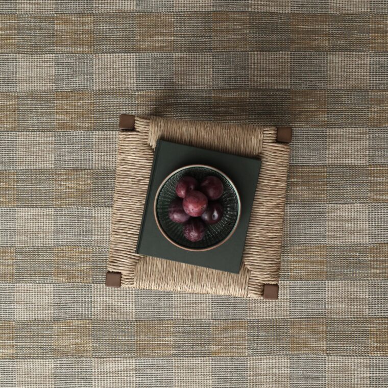 ECloth Geo Weave Squares Steel Blue & Ochre Styled 6