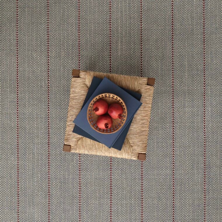 Teff Pinstripe Reverse Twill Deep Blue, Cranberry