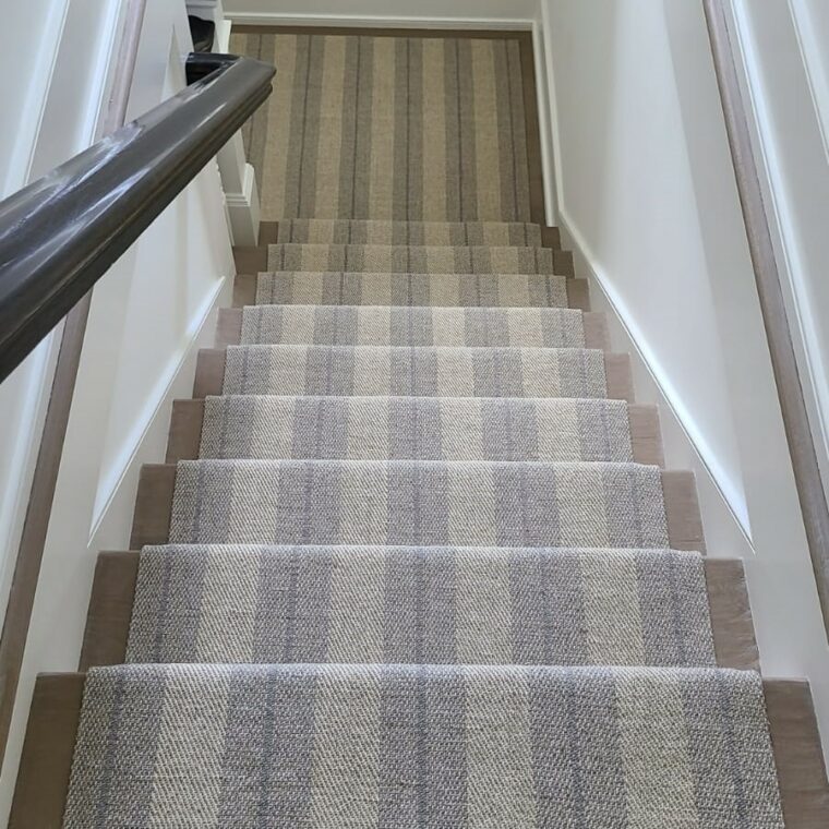 Teff Linen Twill Odell Stripe Quick Ship Stair Runner Landing