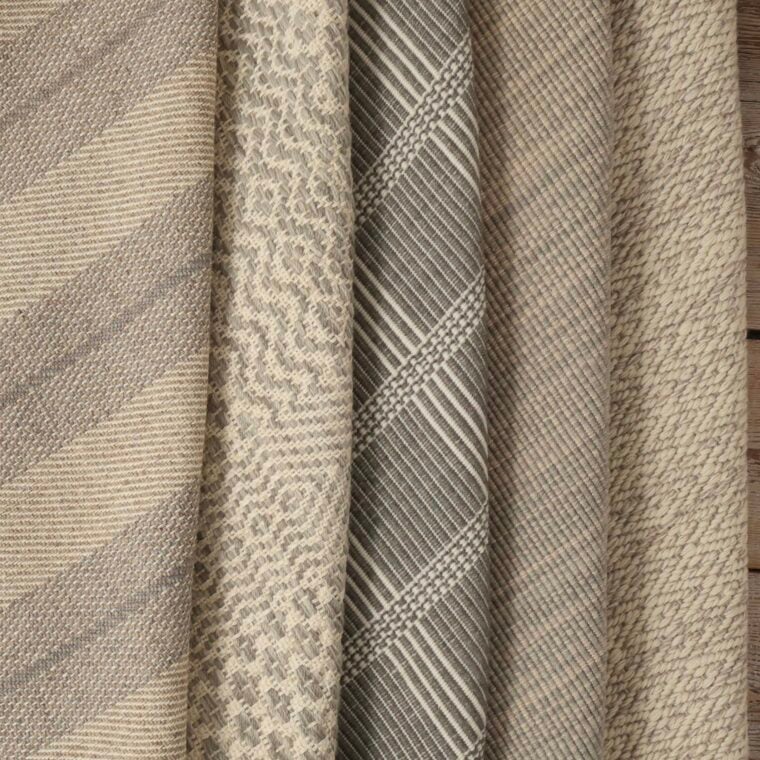 Teff Quick Ship Greys - Linen Twill Stripe, Cooley's Grid, Gardin Grid, Nomadic Strie, Viking Diamond