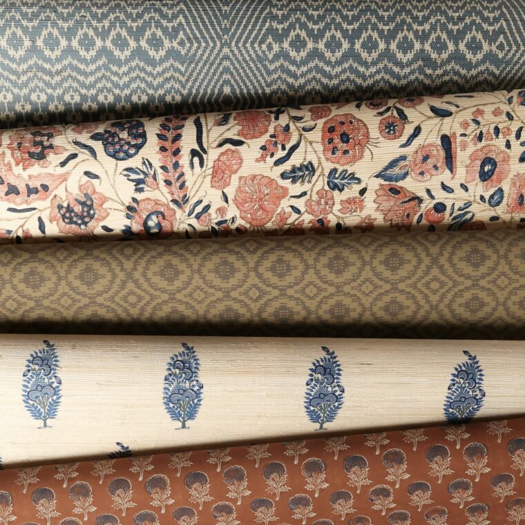 WALLPAPER Badhu, Catherine Darby, Cormandal, Overshot, Cooley's Grid (Reds and Blues) 2