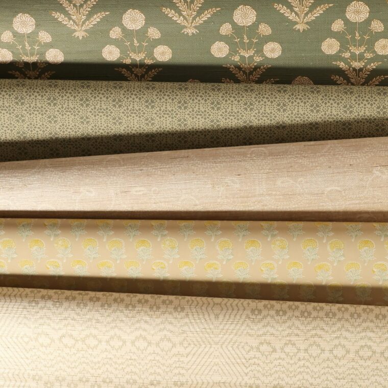 WALLPAPER Cooley's Grid, Badhu, Luam, Baran, Alur (Greens and Tans) 4