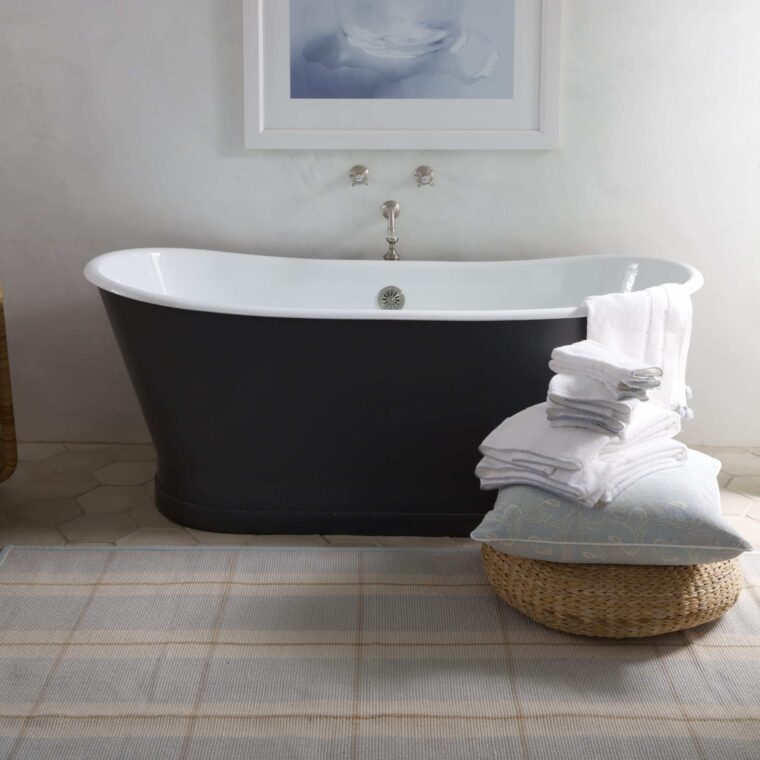 Cotton Ross Plaid Blue Cream Styled Bathtub Select