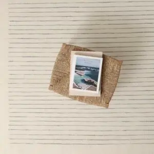 Fading Stripe Frame Cream, Blue EERUG1001197 | 50% OFF