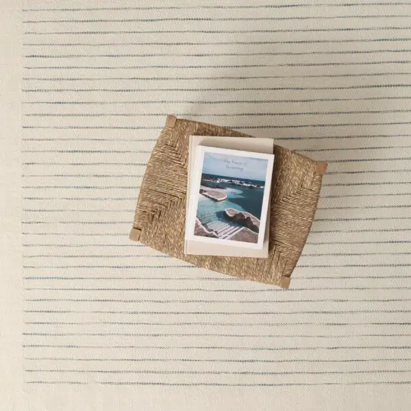 Fading Stripe Frame Cream, Blue EERUG1001197 | 50% OFF