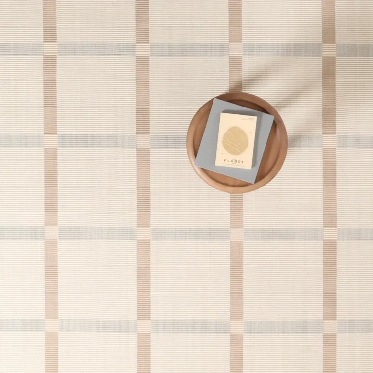 Belden Large Grid Soft Blue, Grey Taupe Reverse Styled 2