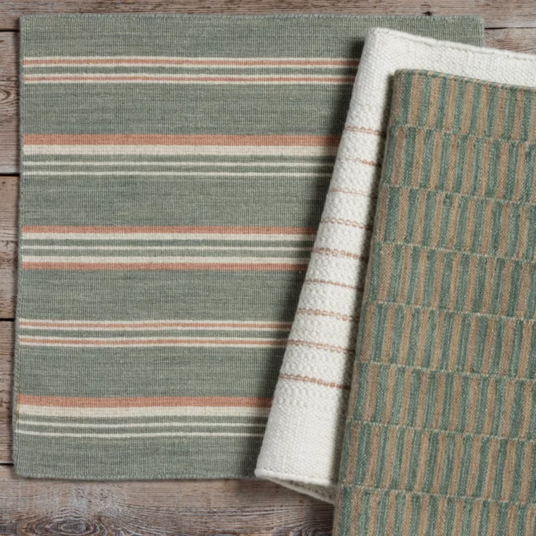 ECloth Styled - Marion Stripe, Fading Stripe Frame, Dhurrie Post - Celadon & Blush 3