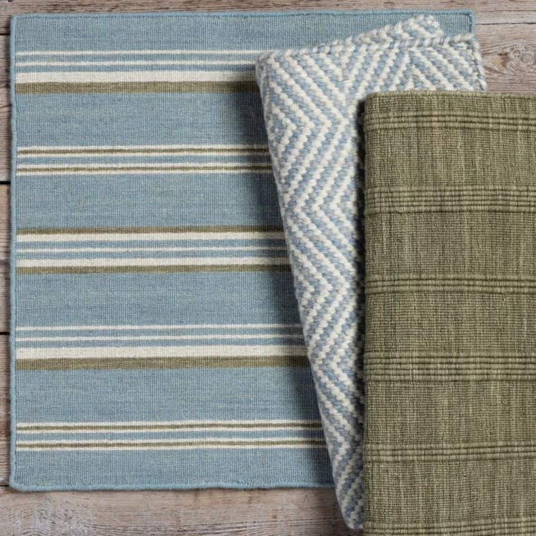 ECloth Styled - Marion Stripe, Split Diamond, Flatweave with Ribs - Lake Como & Olive