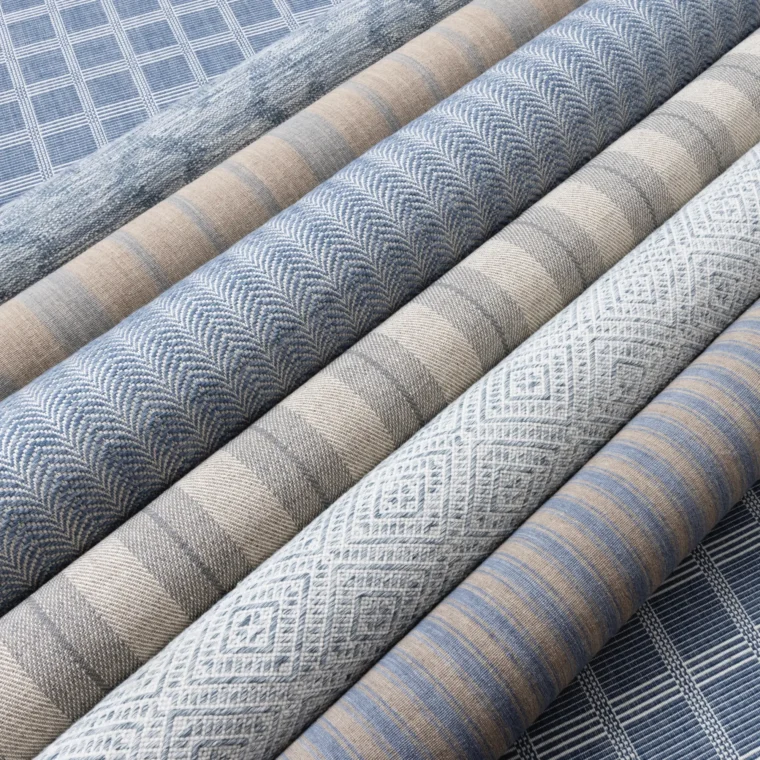 QS Styled Blue - Floating Checks, Linen Twill Stripe, Somerville Trellis, Gardin Grid, Arches, Seville Stripe, Cottage Stripe 2