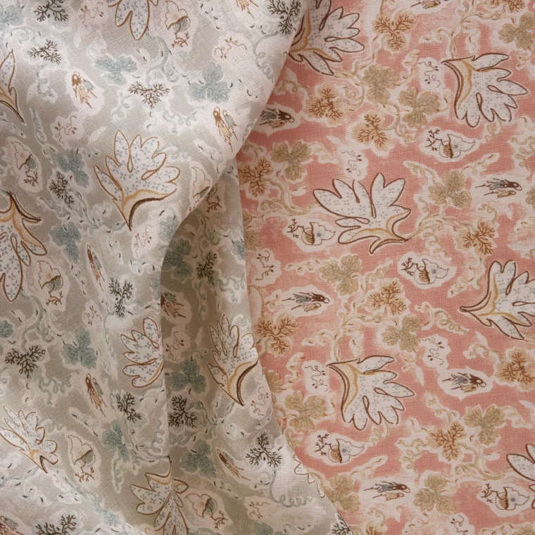 Fabric Patern Ester Young EE1138A/30 Teal 100% LinenFabric Patern Ester Young EE1138A/29 Pink 100% Linen