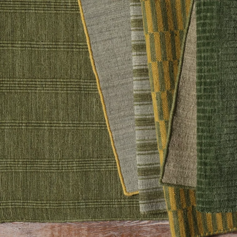 ECloth Colorstory Green - Flatweave with Ribs, Contrast Whipstitch, Cottage Stripe, Velvet with Pinstripes3