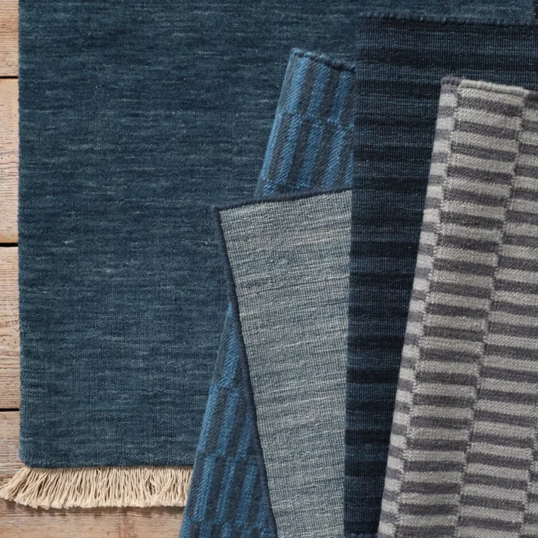 ECloth Colorstory Indigo - Velvet, Cottage Stripe, Space Dyed Stripe, Dhurrie Post, Contrast Whipstitch 3