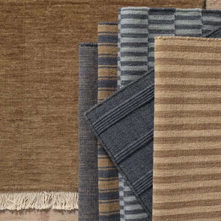 ECloth Colorstory Morning Fog - Velvet, Rustic, Cottage Stripe, Dhurrie Post, Flatweave with Ribs, Space Dyed Stripe
