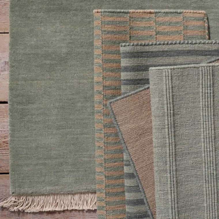 ECloth Colorstory Portsmouth - Flatweave with Ribs, Space Dyed Stripe, Contrast Whipstitch, Dhurrie Post, Velvet