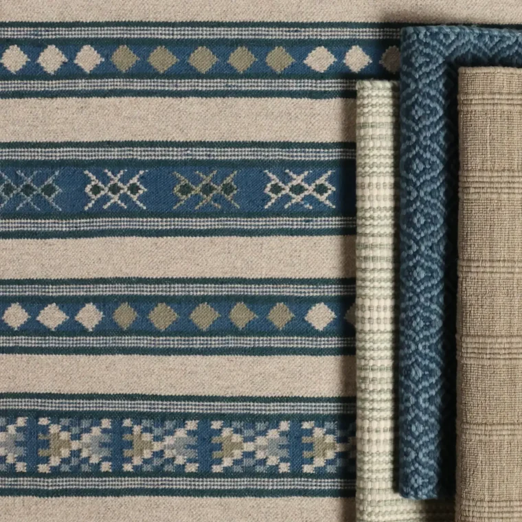 ECloth Mesa Stripe Deep Blue Styled - Flatweave with Ribs, Stockel, Rag Rug 16