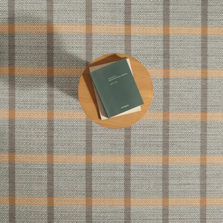 Teff Moco Grid Blue, Gold, Cream 145