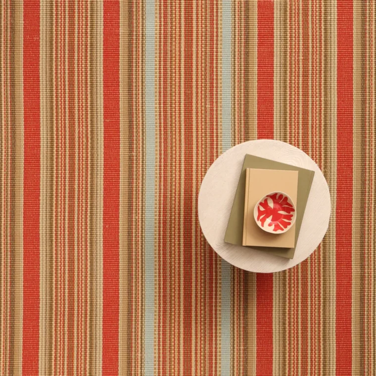 Cotton Cheyenne Stripe Red, Brown Styled 15