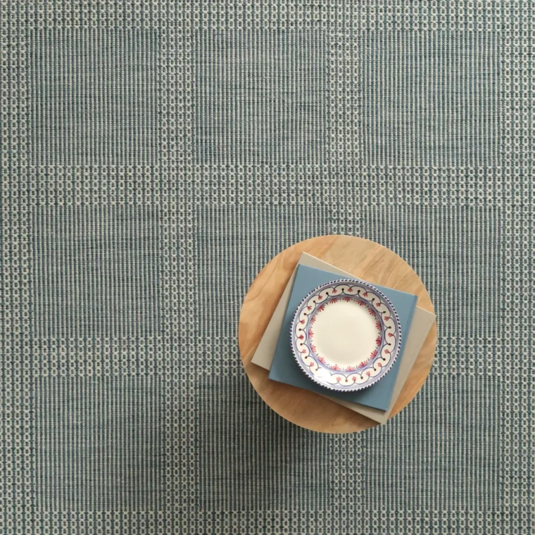 ECloth Nordic Grid Teal, Grey Strie Quick Ship Styled 9