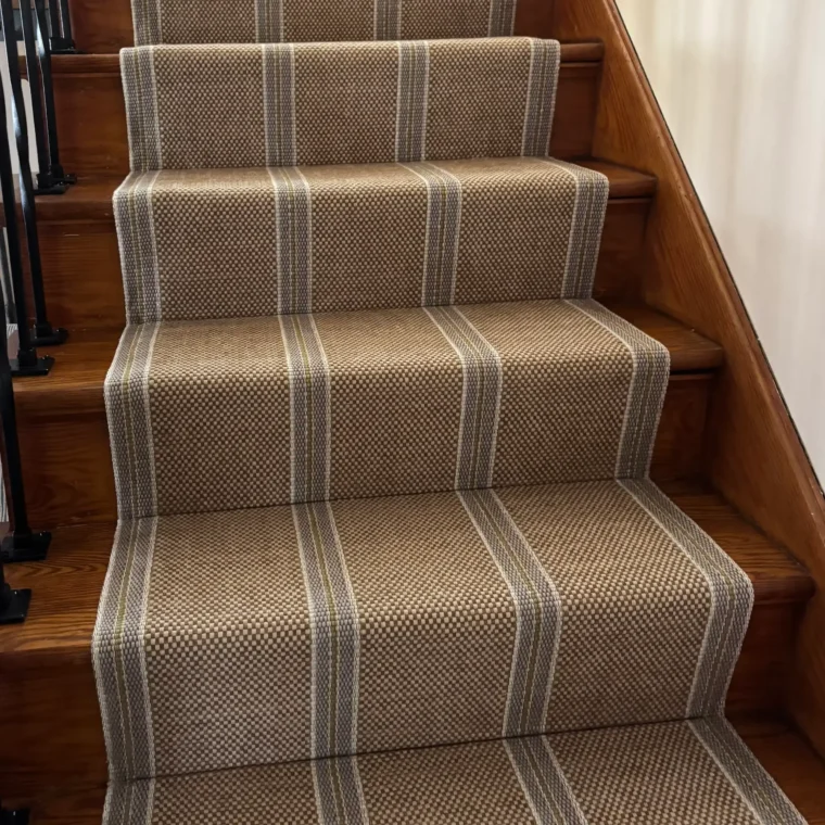 Teff Basket Stripe Stair Runner with Mitered Landing 3
