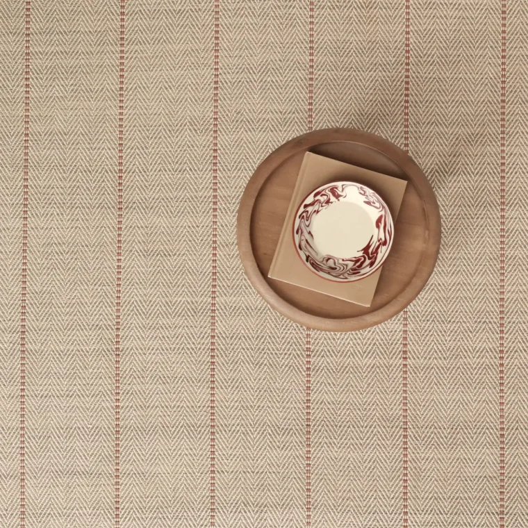 Teff Pinstripe Reverse Twill Oatmeal Strie, Red Styled 8