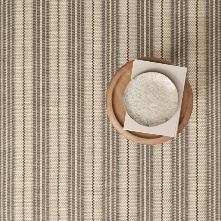 Teff Twill Basket Stripe Chocolate, Blue Styled 6