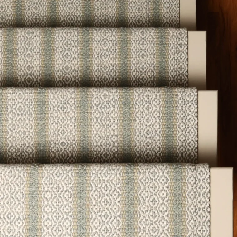 Teff Ulla with Pinstripes Dark Aqua Quick Ship Stair Runner