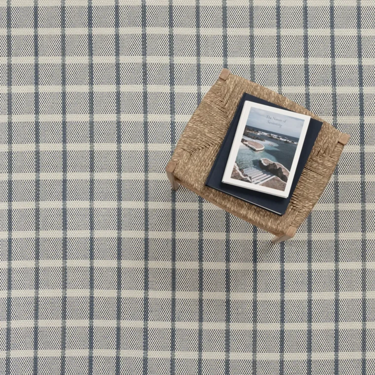 Teff Hankie Plaid Indigo Series, Blue, Cream Quick Ship Styled 5