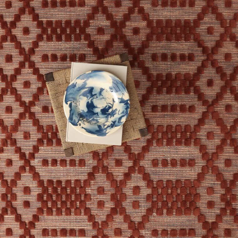 ECloth Circles Connecting in Cut Pile Brick & Blue Styled 3