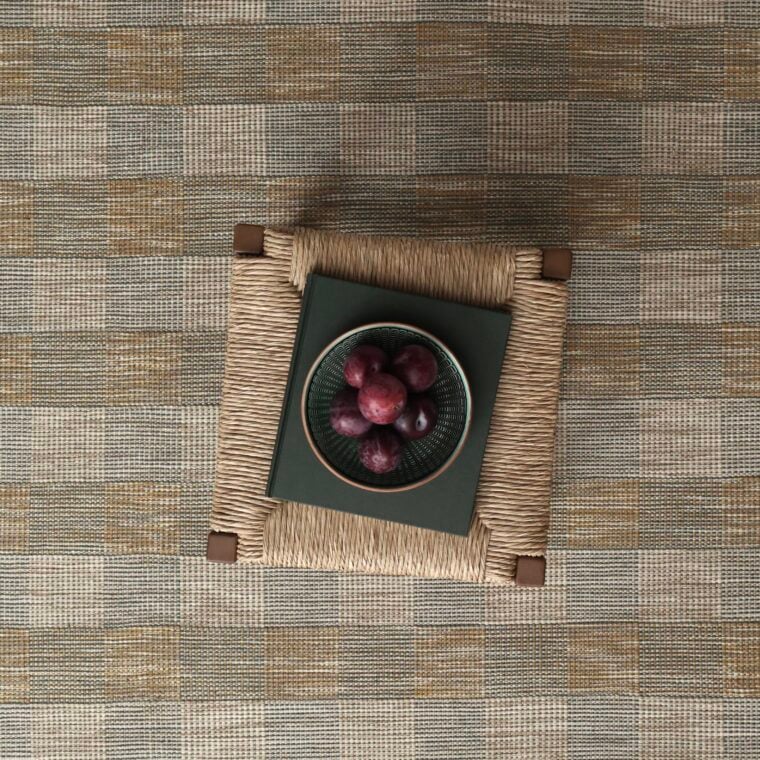 ECloth Geo Weave Squares Steel Blue & Ochre Styled 6