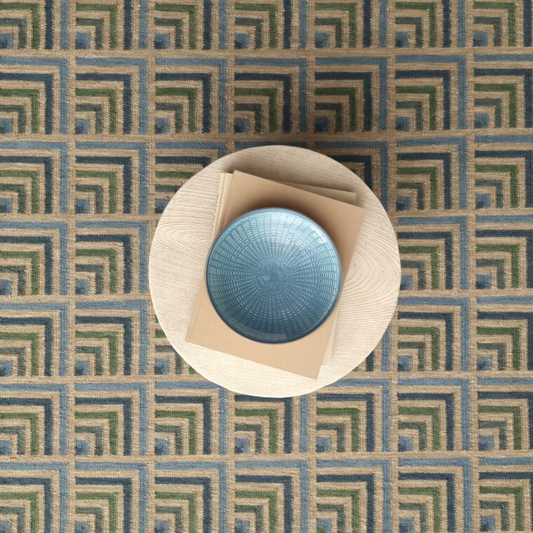 ECloth Ludlow Checks Forest, Cadet Complex Dhurrie Styled 6
