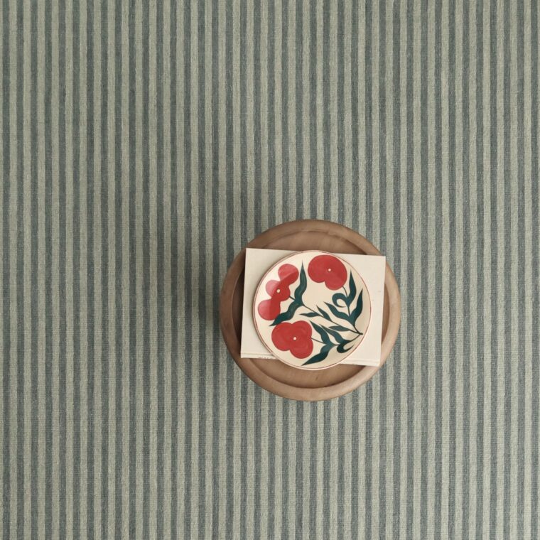 ECloth Space Dyed Stripe Flatweave Celadon & Dark Forest Styled 11