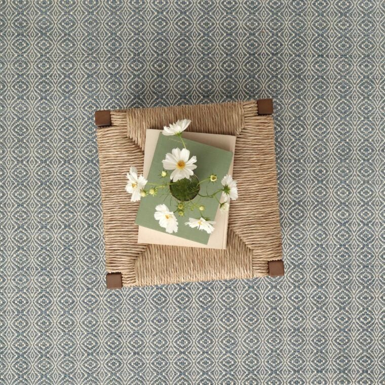 Teff Overshot Blue Strie, Cream Quick Ship Styled 14