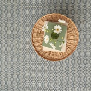 Overshot Blue Strie, Cream EERUG1000800