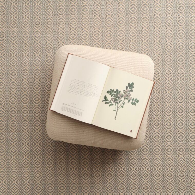 Teff Overshot Pale Beige, Slate Quick Ship Styled 13