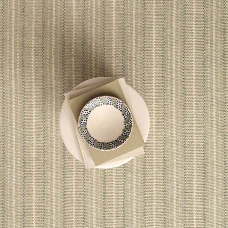 Teff Twill Basket Stripe Lichen, Silver Quick Ship Styled14