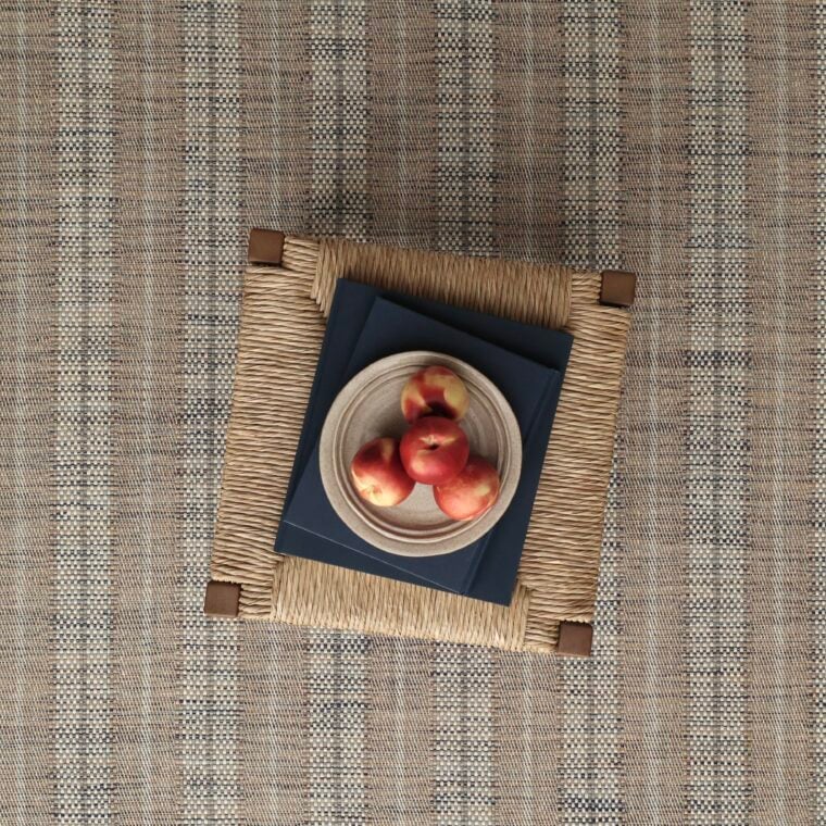 Teff Twill Basket Stripe Navy, Grey Blue Strie Quick Ship Styled 3