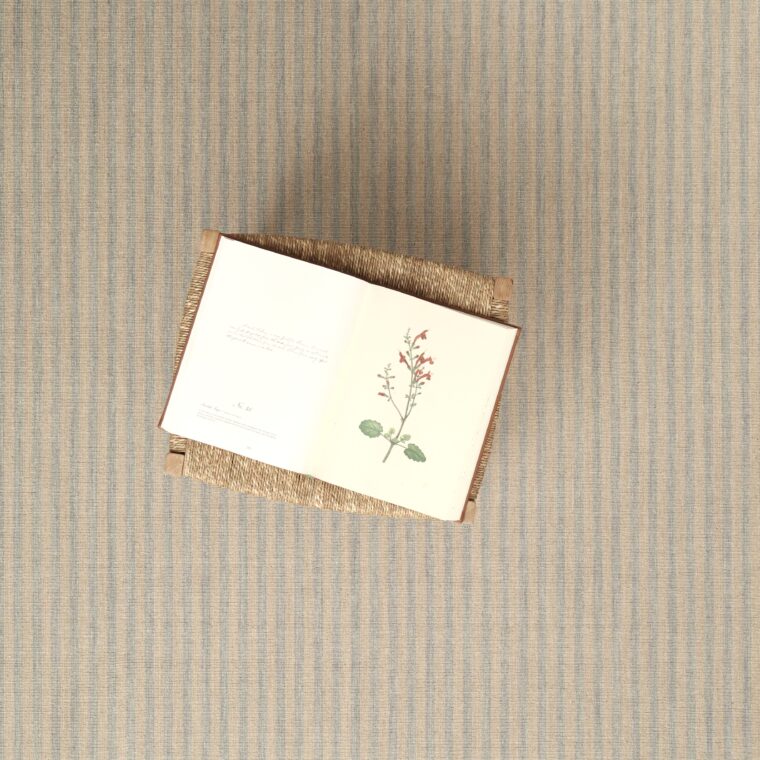 ECloth Space Dyed Stripe Flatweave Straw & Dark Grey Styled 2