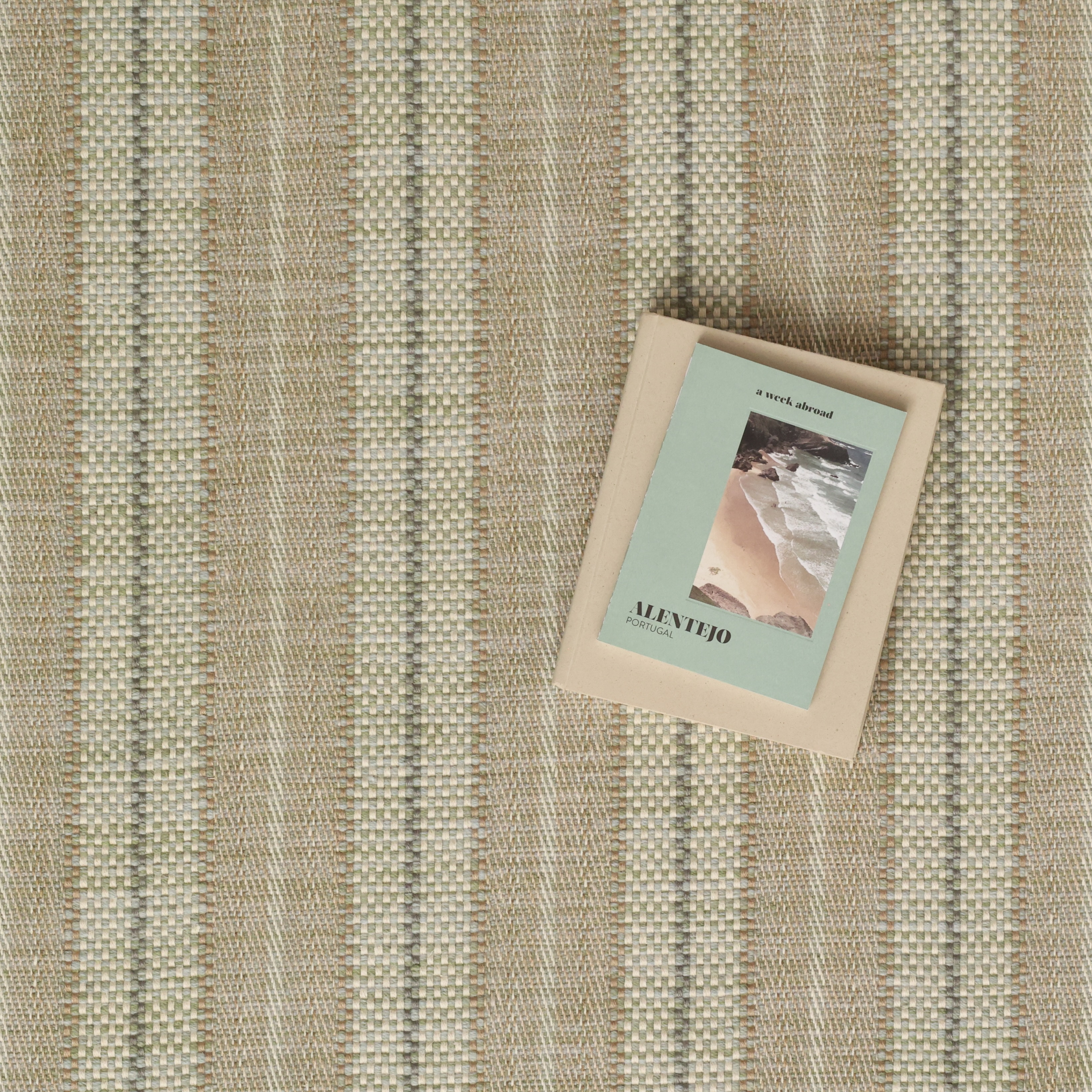 Twill Basket Stripe Platinum, Seafoam EERUG10001664