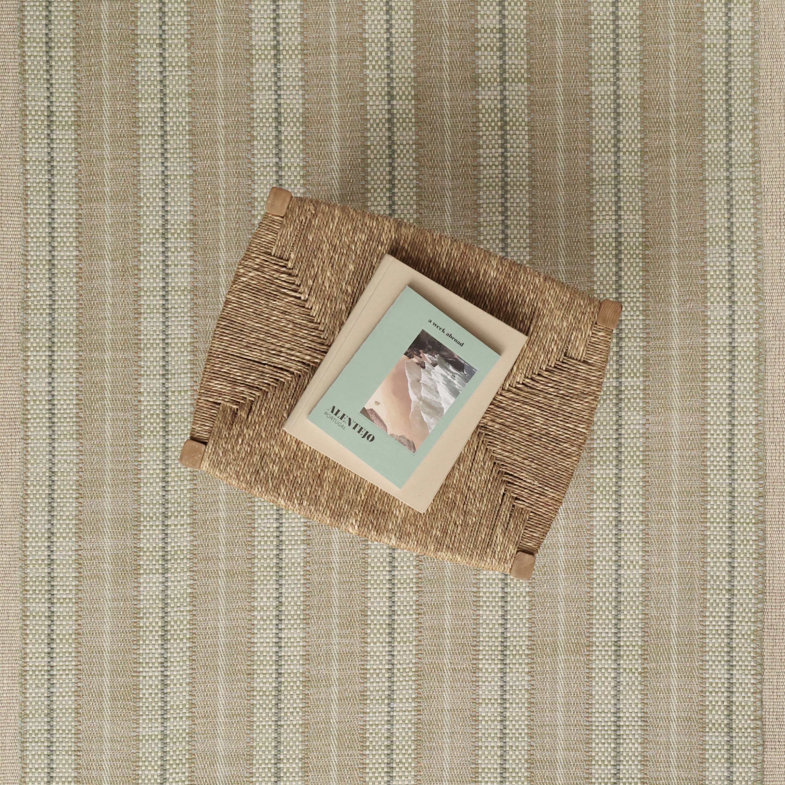 Twill Basket Stripe Platinum, Seafoam EERUG10001664