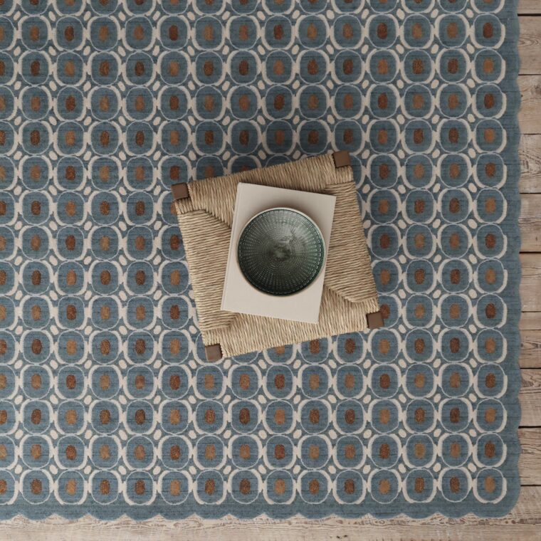 Tufted Buttons Denim Blue, Bronze Styled 10