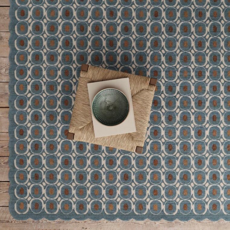 Tufted Buttons Denim Blue, Bronze Styled 10