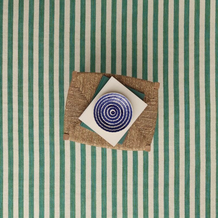 ECloth Vertical Stripe Flatweave Cream & Green Styled 3