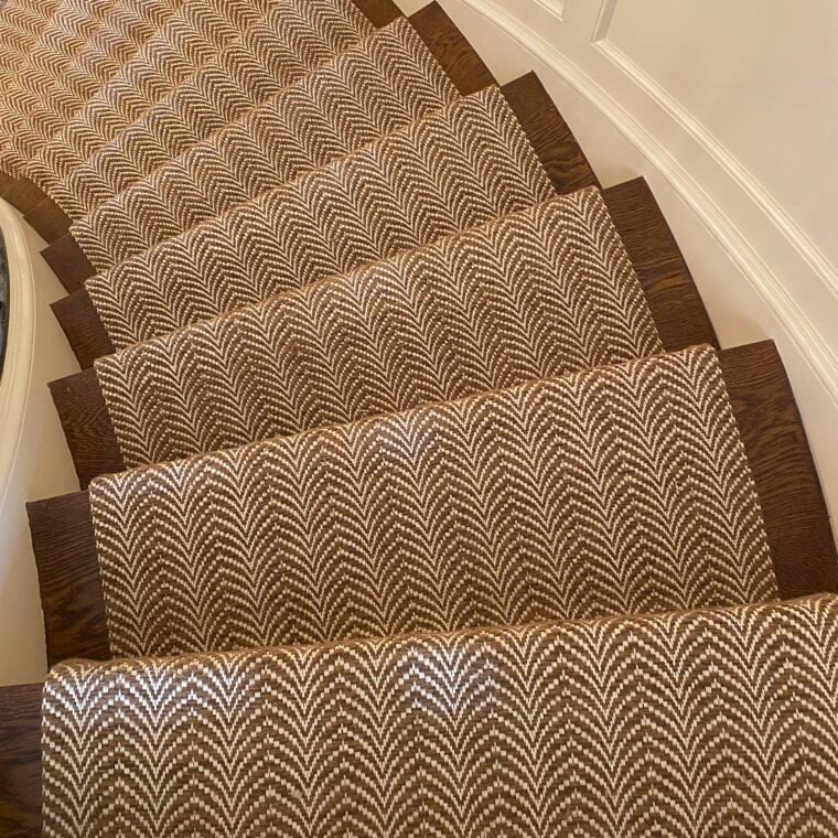 Teff Arches Nutmeg, Cream Quick Ship - Stair Runner, Install Photography Cropped