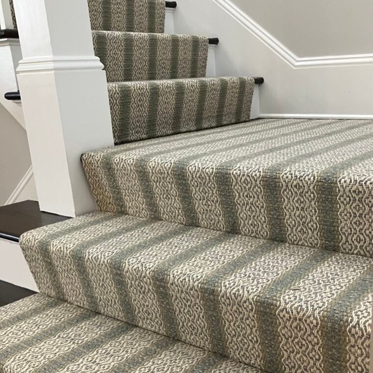 Teff Ulla with Pinstripes Dark Aqua Quick Ship Stair Runner 2
