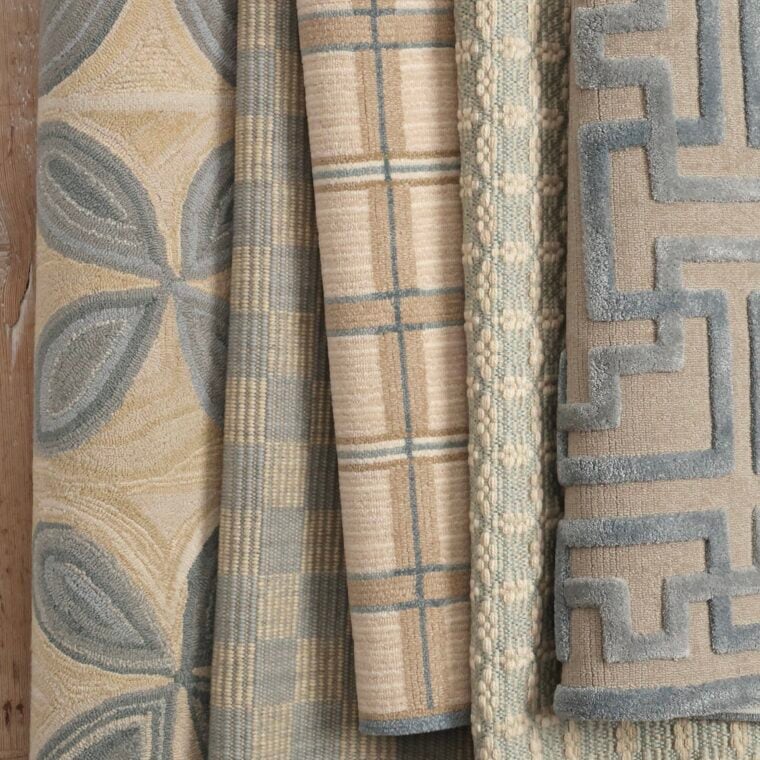 Tufted Abstract Flowers, Cormandal Plaid, Coonely Border, MS 2 Inch Checks, Marguerite's Circles Styled 4