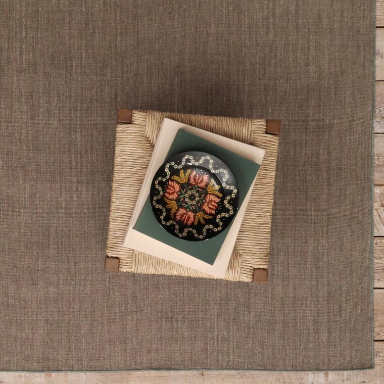 ECloth Strie Flatweave with Contrast Whipstitch Stone & Dark Forest Styled 8