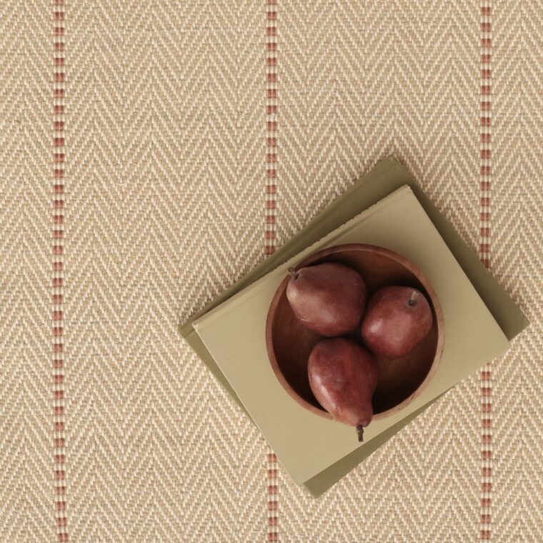 Teff Pinstripe Reverse Twill Pale Beige, Red Styled 5