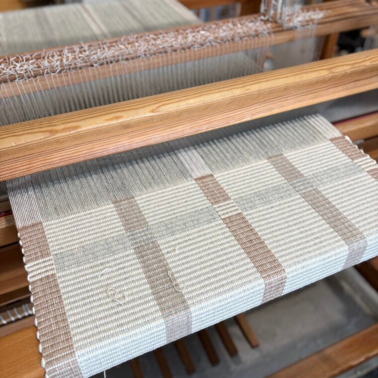 MS Woodside Floating Checks Pale Blue, Tweed, Cream on Loom 111