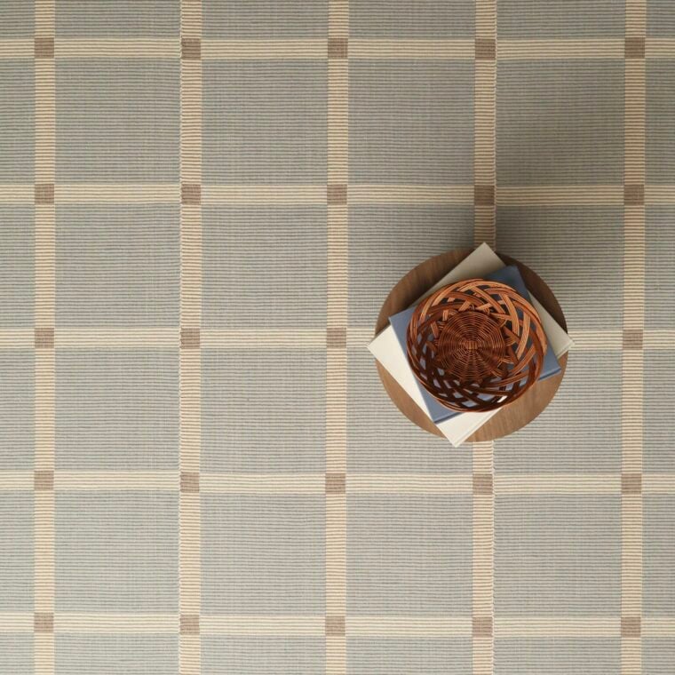 Master Series Large Grid Powder Blue Strie, Cream, Taupe Styled 10