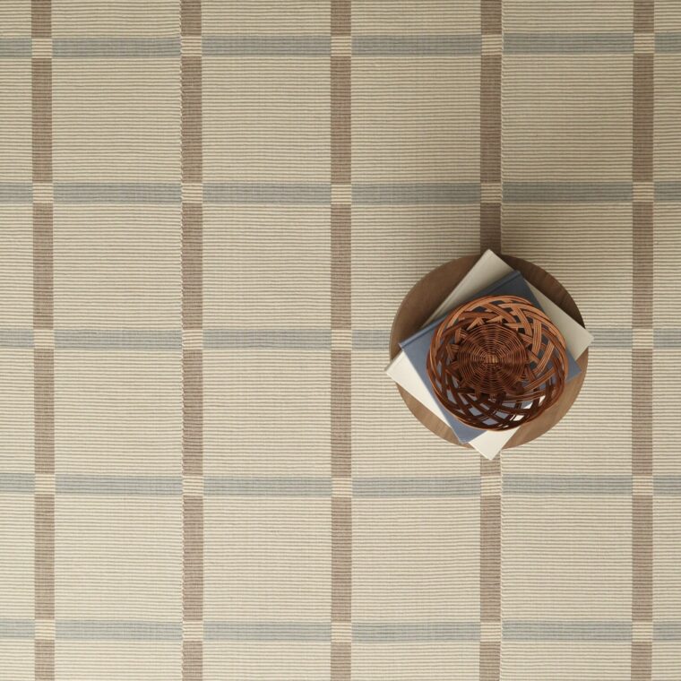 Master Series Large Grid Powder Blue Strie, Cream, Taupe Styled 26